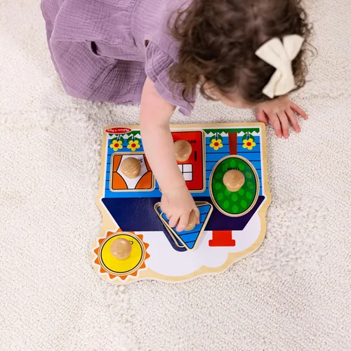 Miniatura 5 de Melissa & Doug First Shapes - Rompecabezas de pomo jumbo con formas, rompecabezas de clavijas de madera para niños pequeños, juguete educativo