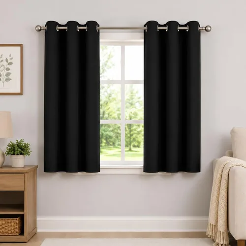 Miniatura 10 de Aquazolax Cortinas opacas de 45 pulgadas de largo, juego de 2 paneles para guardería, cortinas de tratamiento de ventanas con aislamiento térmico