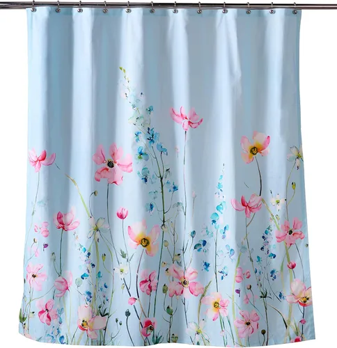 Miniatura 12 de Maison d' Hermine Cortina de ducha 100% algodón, un panel, 70 x 72 pulgadas, cortinas de ducha de tela lavable para baño, fácil de colgar con 12
