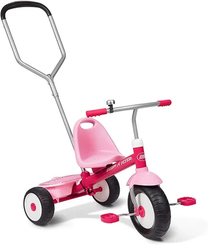 Radio Flyer Deluxe Steer & Stroll Trike, Sencillo, Rosado