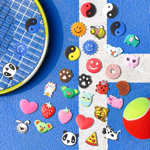 Miniatura 3 de Leitee 30 piezas de lindo amortiguador de tenis divertido raqueta de tenis vibración, amortiguador de raqueta de silicona suave para regalo