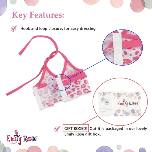 Miniatura 6 de Emily Rose Conjunto de traje de baño de muñeca de 18 pulgadas, traje de baño tankini de 7 piezas con cubierta con capucha, toalla, lentes de sol
