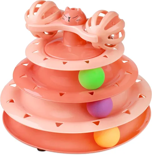Miniatura 10 de UPSKY Juguete Rodillo para Gatos Tornamesa de 3 Niveles Juguete para Gatos con Pelotas con Seis Pelotas Coloridas Juguetes Interactivos para Gatitos