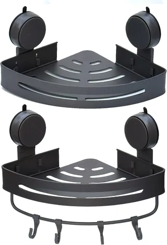 XDMASU - Paquete de 2 estantes esquineros con ventosa, organizador de pared para baño, sin taladro, organizador de ducha triangular que ahorra