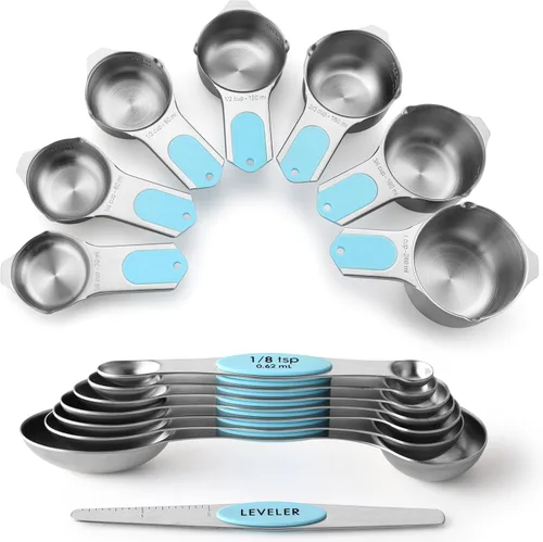 Miniatura 14 de Spring Chef Juego de tazas y cucharas medidoras magnéticas, patentado, imanes fuertes N45, acero inoxidable resistente que cabe en tarros de Varios