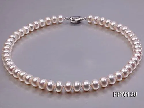 Miniatura 5 de JYX Collar de perlas blancas naturales de 18 pulgadas, aleación, FPN003-11