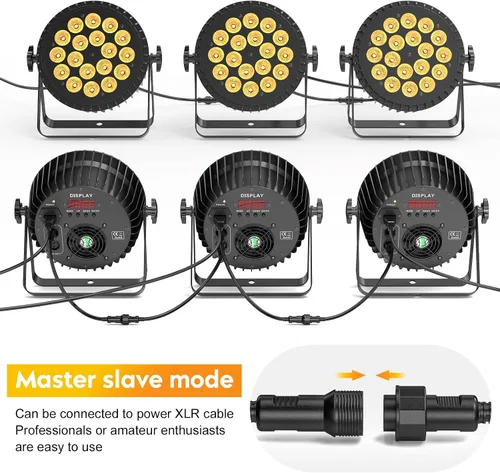 Miniatura 3 de U`King Luces de escenario, 18 x 18 W RGBW 4 en 1 LED DJ Par puede luz con efecto estroboscópico/lavado de escenario por DMX512 y iluminación