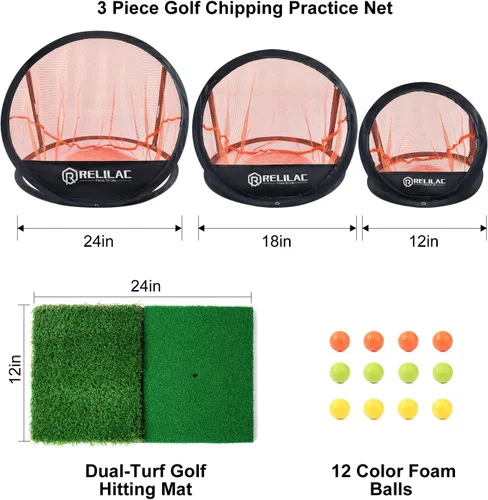 Miniatura 3 de RELILAC Juego de red de práctica de astillado de golf emergente, accesorios de objetivo de golf para interiores y exteriores, mejora tu juego corto