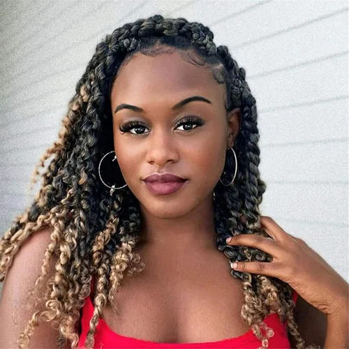 Miniatura 32 de Dorsanee Cabello Passion Twist Ombré de 18 pulgadas, 6 paquetes, Cabello de Ganchillo Water Wave, Cabello Largo Bohemio Rizado para Trenzar
