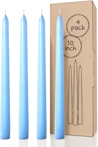 Miniatura 64 de CANDWAX Paquete de 4 velas cónicas blancas, sin goteo, de combustión lenta, sin perfume, de 12 pulgadas, ideales para mesa de comedor, candelabros