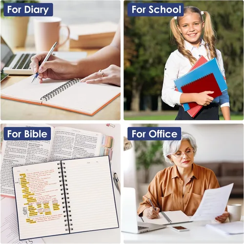 Miniatura 7 de LABUK 8 cuadernos en espiral de tapa dura, diarios en espiral A5, 160 páginas, papel grueso con rayas universitarias para trabajo, escuela