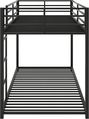 Miniatura 4 de Harper & Bright Designs Litera de metal individual sobre individual, litera baja resistente con barandillas de seguridad y escalera (negro)