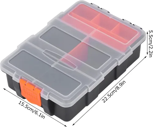 Miniatura 2 de Caja organizadora de piezas pequeñas con divisores extraíbles, contenedor de almacenamiento de PVC para herramientas de hardware, tornillos, pernos