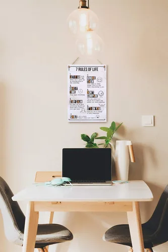 Miniatura 3 de CARISPIBET 7 reglas de la vida Letrero de decoración del hogar feliz e inspirador decoración de casa 12 x 8 pulgadas