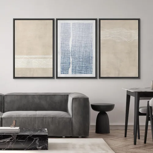 Miniatura 12 de SIGNWIN Lienzo enmarcado para pared, arte con pinceladas de flujo neutro en tonos beige abstractos, ilustraciones, arte moderno, decorativo