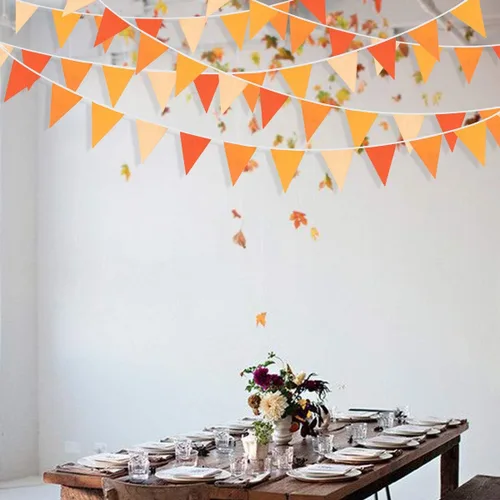 Miniatura 6 de Bandera triangular de tela de algodón para decoración de otoño, boda, cumpleaños, día de Acción de Gracias, hogar, guardería, jardín al aire libre