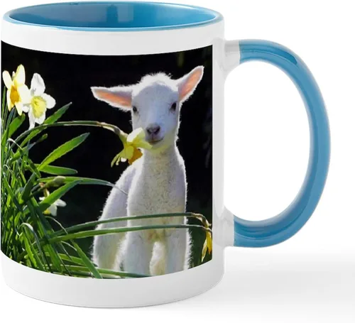 Miniatura 11 de CafePress EASTER LAMB AND FLOWERS - Taza de café de cerámica de 11 oz (11.0 fl oz)