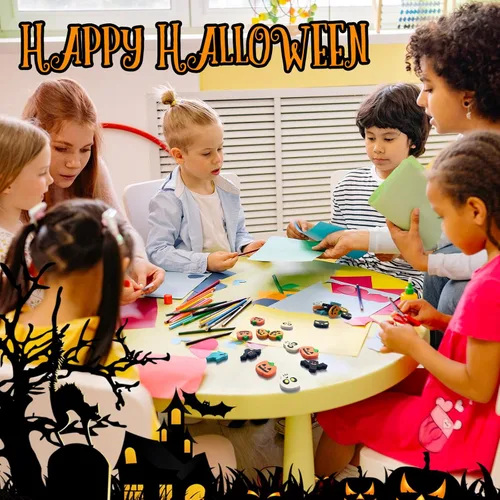 Miniatura 6 de Kleeblatt Borradores de Halloween para niños, 90 unidades, 6 estilos, mini golosinas divertidas de Halloween sin dulces, recuerdos de fiesta