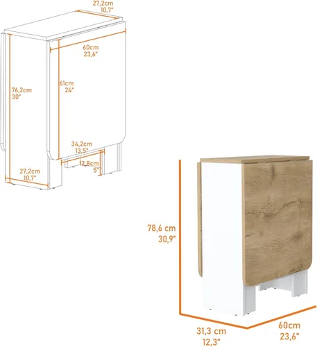 Miniatura 6 de White and Folding Dining Table