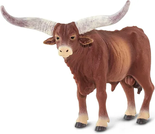 Safari Ltd. Watusi Figura de toro – Figura detallada de vaca de plástico de 6 pulgadas – Juguete educativo de animales de granja para niños, niñas y