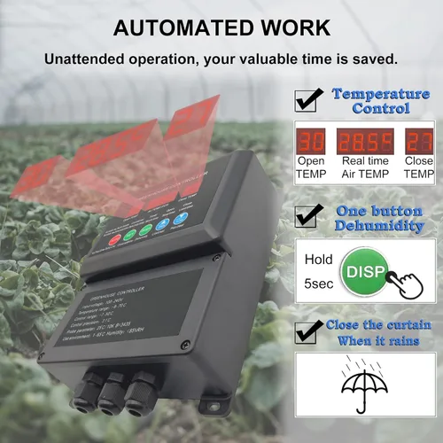 Miniatura 3 de UYGALAXY Controlador inteligente de termostato de motor enrollable de invernadero para ventilación eléctrica con controlador automático