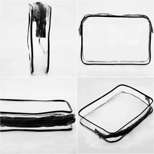 Miniatura 4 de Tbestmax 10 Piezas Bolsas de Cosméticos Transparentes Bolsas de Maquillaje Portátiles Impermeables Bolsas de Artículos de Tocador de Viaje Negro