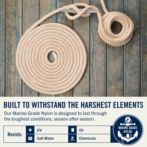 Miniatura 10 de RainierSupplyCo - Paquete de 2 cuerdas de barco para acoplamiento con bucle, cuerda marina de nailon doble trenzada de alta calidad de 15 pies x 1/2