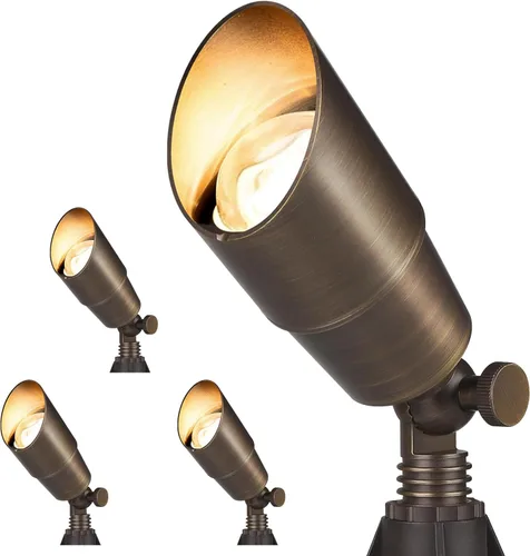Miniatura 9 de Gardencoin Foco de latón macizo para exteriores, luz LED de bajo voltaje de 12 V, resistente al agua para jardín y patio, lámpara de iluminación