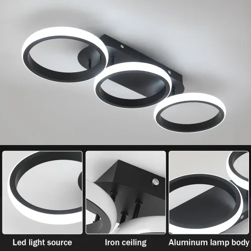 Miniatura 2 de Lámpara de techo cuadrada LED moderna - 33 W, 6000 K blanco frío, montaje empotrado para cocina, sala de estar, dormitorio y pasillo