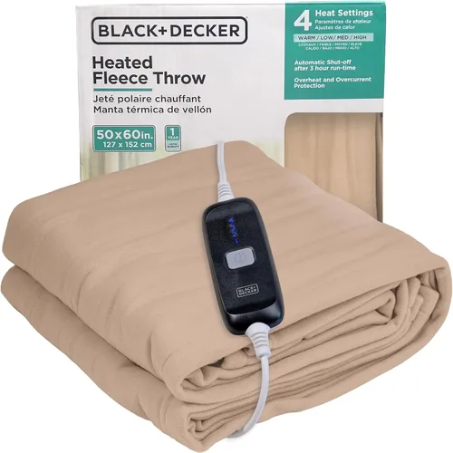 Miniatura 4 de BLACK+DECKER Manta térmica eléctrica, manta eléctrica de piel de oveja sintética, manta térmica con 4 niveles de calefacción, temporizador de 3