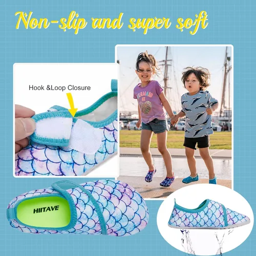 Miniatura 5 de HIITAVE Zapatos acuáticos antideslizantes para la playa, natación, secado rápido, calcetines acuáticos para niños y niñas pequeños