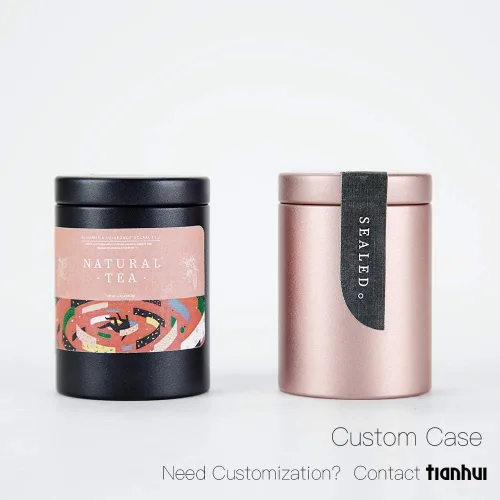 Miniatura 5 de Caja de lata pequeña con tapas herméticas para almacenamiento de café, té, caramelos, almacenamiento de hojas sueltas, té, 5 unidades (dorado, S)