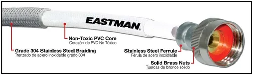 Miniatura 12 de Eastman 41065 manguera para lavadora de acero inoxidable con codo de 90 grados, 3/4 pulgadas X 3/4 pulgadas, 1 par