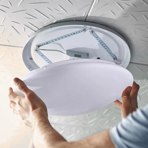 Miniatura 3 de Pantalla de luz de techo de plástico blanco redondo para lámpara de techo, cubierta de repuesto para pasillo, porche, dormitorio, 27.00X27.00X4.50CM