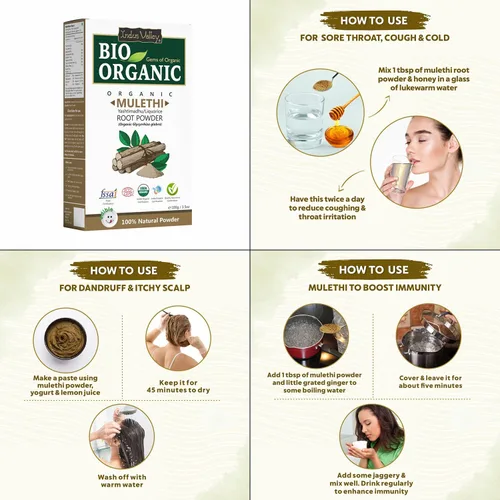 Miniatura 6 de INDUS VALLEY Polvo de raíz de regaliz 100% orgánico, polvo de mulethi puro natural Yashimadhu Regaliz Glycyrrhiza Glabra Cuidado del cabello