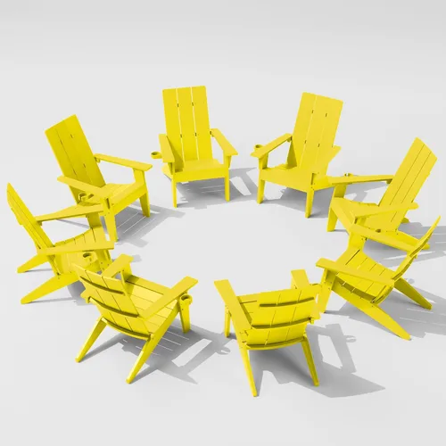 Miniatura 23 de MXIMU Silla Adirondack moderna resistente a la intemperie con portavasos, sillas de gran tamaño para hogueras Adorondic de plástico al aire libre