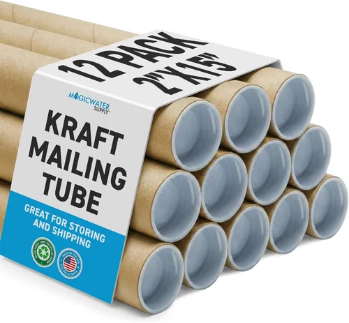 Miniatura 11 de MagicWater Supply Tubo de correo – 2 x 15 pulgadas – Kraft – 1 paquete – para envío y almacenamiento de carteles, artes, manualidades y documentos