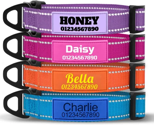 TagME Collar de perro personalizado con nombre, collar personalizado reflectante con etiqueta de identificación de silicona suave, 4 tamaños