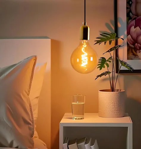 OMED Bombilla Edison LED vintage G125/G40 E26, globo de gran tamaño, regulable, de vidrio ámbar, 2200 K, blanco cálido, bombilla redonda antigua