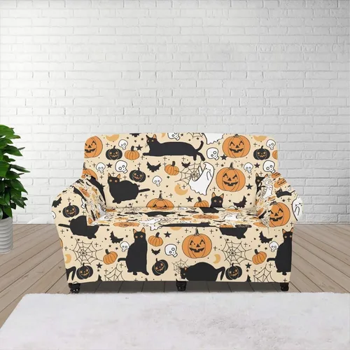 Miniatura 75 de Horeset Fundas elásticas para sofá con diseño de flores otoñales, lavables para sofá de 2 cojines, funda protectora para mascotas y perros