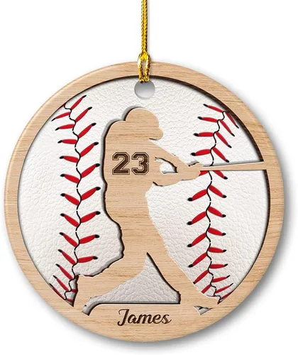 SANDJEST Adorno de béisbol personalizado con nombre y número, adornos de cerámica 2024 para niños, entrenadores, fanáticos del béisbol, ideas de
