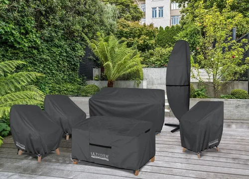 Miniatura 6 de ULTCOVER Funda Impermeable para Silla de Patio – Funda para Silla de Césped Individual de Salón de Asiento Profundo para Exteriores, Paquete de 2