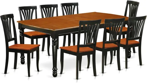 Miniatura 11 de East West Furniture DOAV9-BCH-LC - Juego de mesa de comedor de 9 piezas, incluye una mesa rectangular de madera con hoja de mariposa y 8 sillas