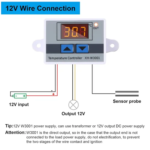 Miniatura 5 de XH-W3001 Módulo controlador de temperatura LED digital Interruptor de termostato digital con sonda impermeable Calefacción programable Enfriamiento