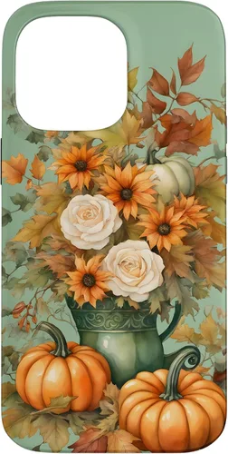 Miniatura 21 de Vintage Autumn Flower Fall Pumpkin Teal Case for iPhone 17
