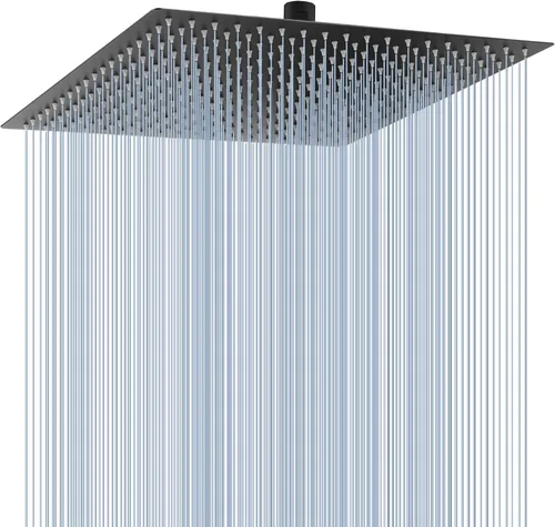 Miniatura 13 de Voolan - Regadera tipo lluvia de metal, cuadrada, de alto flujo, cobertura de cuerpo completo en cascada, montaje universal para techo o pared