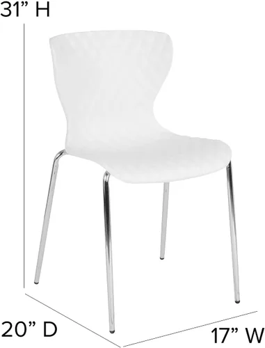 Miniatura 3 de Flash Furniture Silla apilable de plástico blanco con diseño contemporáneo Lowell