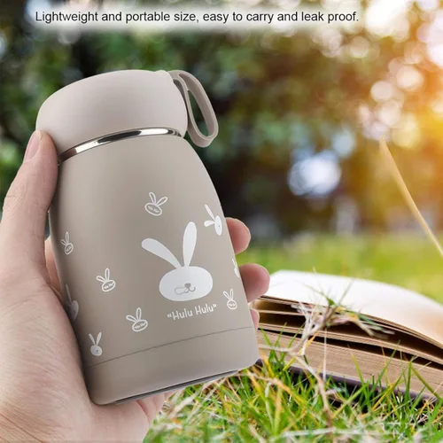 Miniatura 5 de Botella de agua con aislamiento marrón, mini taza de vacío de 10.8 fl oz, taza de café al vacío, taza de viaje de leche de té con bonito