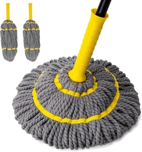 Miniatura 14 de KeFanta Trapeador autoescurridor para limpieza de suelos, fregona de microfibra con mango largo de 57 pulgadas, fácil de escurrir para cocina