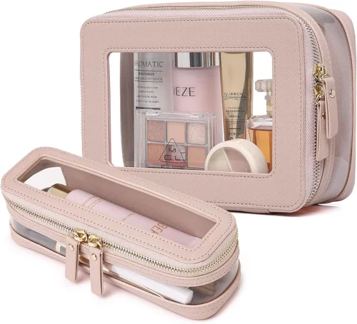 Miniatura 37 de Pinkmik Pequeña bolsa de maquillaje transparente, mini estuche para cosméticos, bolsa de aseo impermeable con cremallera, organizador de bolsos